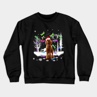 Cute Poodle Snow Christmas Dragonfly Xmas Pajamas Crewneck Sweatshirt